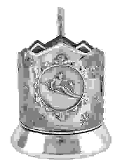 Подстаканник "Зимние виды спорта" "Горные лыжи" никелированный с чернью