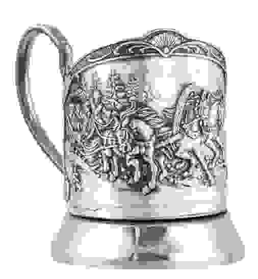 Подстаканник посеребренный "Русская Тройка"