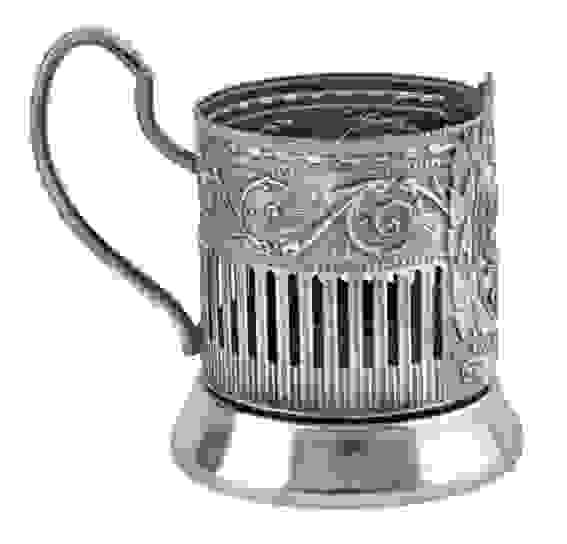 Подстаканник "Охотник (советский)" никелированный с чернением
