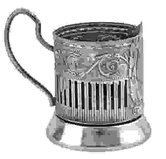 Подстаканник "Миру мир (советский)" никелированный с чернением