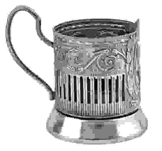 Подстаканник "Рыбак (советский)" никелированный с чернью