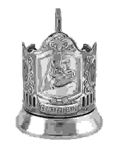 Подстаканник "Медный всадник" никелированный с чернением