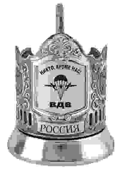 Подстаканник с гравировкой "Никто, кроме нас!" никелированный с чернением