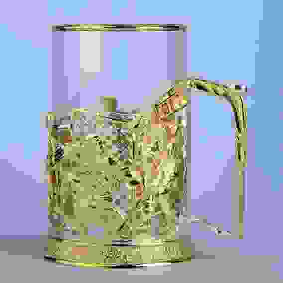 Подстаканник "Хоккей" (серебрение, золочение)